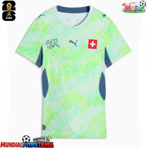 Camiseta Suiza Segunda Equipación Replica Mundial 2026 para mujer mangas cortas